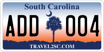 SC license plate ADD004