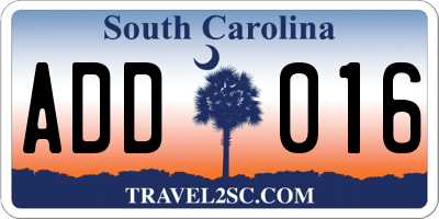 SC license plate ADD016