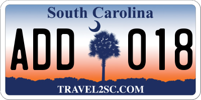 SC license plate ADD018