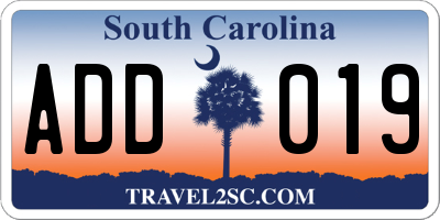 SC license plate ADD019