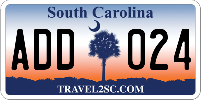 SC license plate ADD024