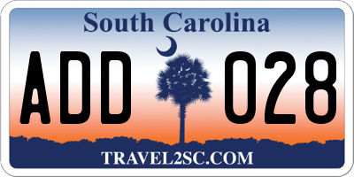 SC license plate ADD028