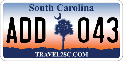 SC license plate ADD043