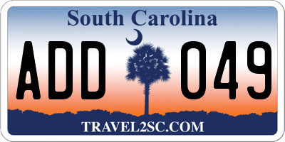 SC license plate ADD049