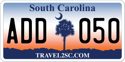 SC license plate ADD050