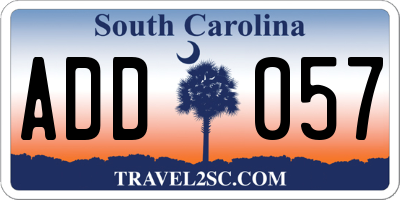 SC license plate ADD057