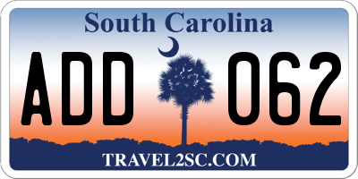 SC license plate ADD062