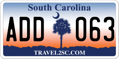 SC license plate ADD063