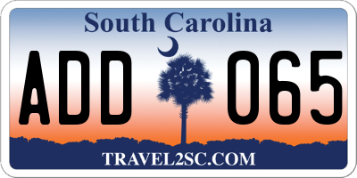 SC license plate ADD065