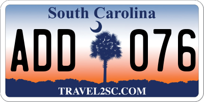 SC license plate ADD076