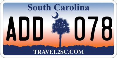 SC license plate ADD078