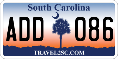 SC license plate ADD086