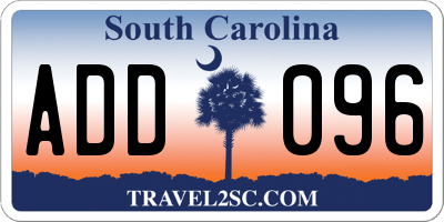 SC license plate ADD096