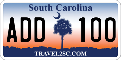SC license plate ADD100