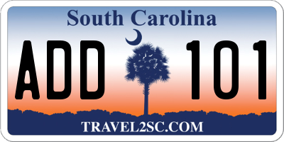 SC license plate ADD101