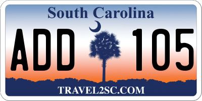 SC license plate ADD105