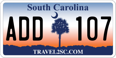 SC license plate ADD107