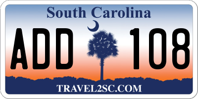 SC license plate ADD108