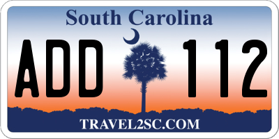 SC license plate ADD112