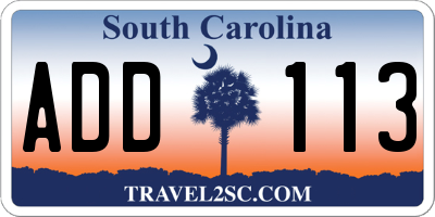 SC license plate ADD113