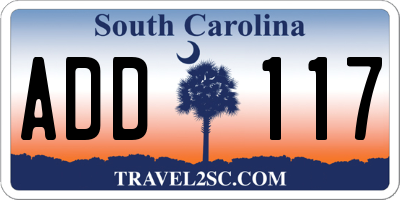 SC license plate ADD117