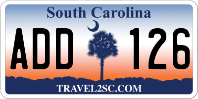 SC license plate ADD126