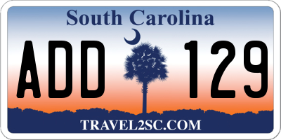 SC license plate ADD129