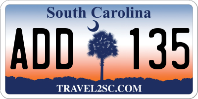 SC license plate ADD135