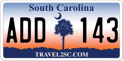 SC license plate ADD143