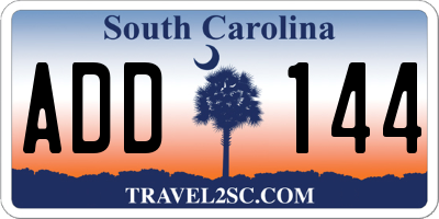 SC license plate ADD144