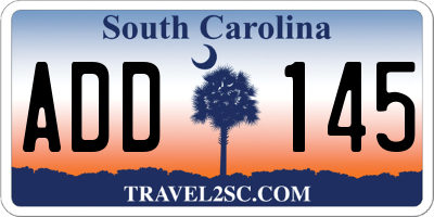 SC license plate ADD145