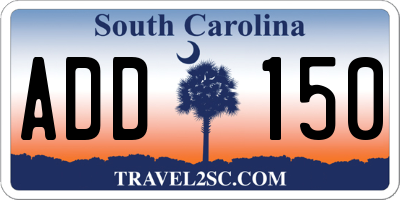 SC license plate ADD150