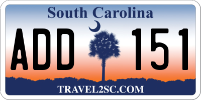 SC license plate ADD151