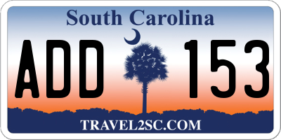 SC license plate ADD153