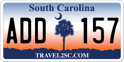 SC license plate ADD157