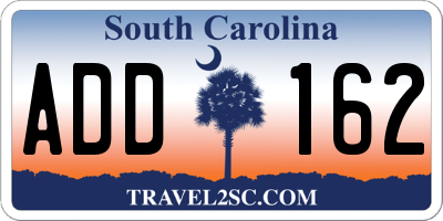 SC license plate ADD162