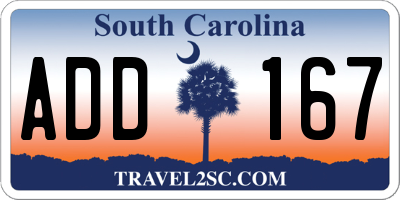 SC license plate ADD167