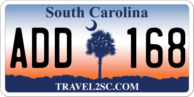 SC license plate ADD168