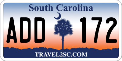 SC license plate ADD172