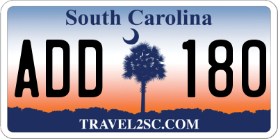 SC license plate ADD180