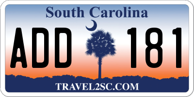 SC license plate ADD181