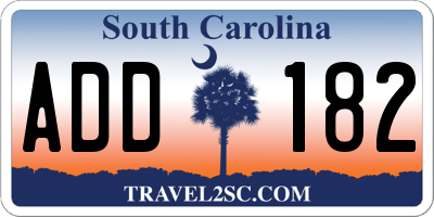 SC license plate ADD182