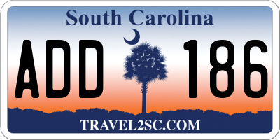 SC license plate ADD186