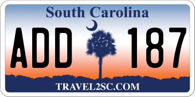 SC license plate ADD187