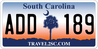 SC license plate ADD189