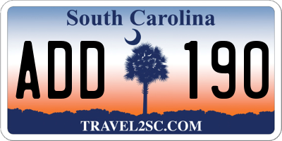 SC license plate ADD190