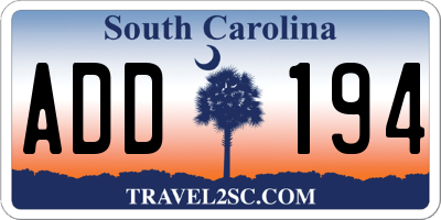 SC license plate ADD194