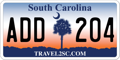 SC license plate ADD204