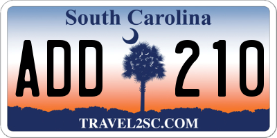 SC license plate ADD210
