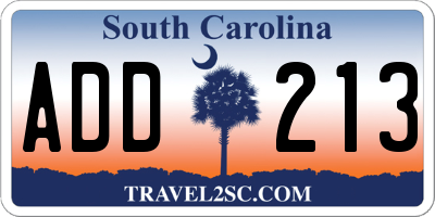 SC license plate ADD213